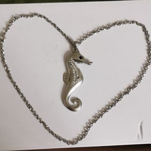 Cute Seahorse silver color Kids Long neclace